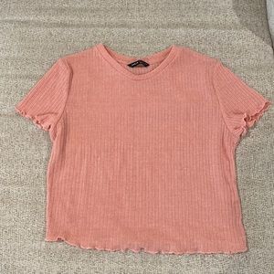 SHEIN Coral Cropped Ribbed Shirt